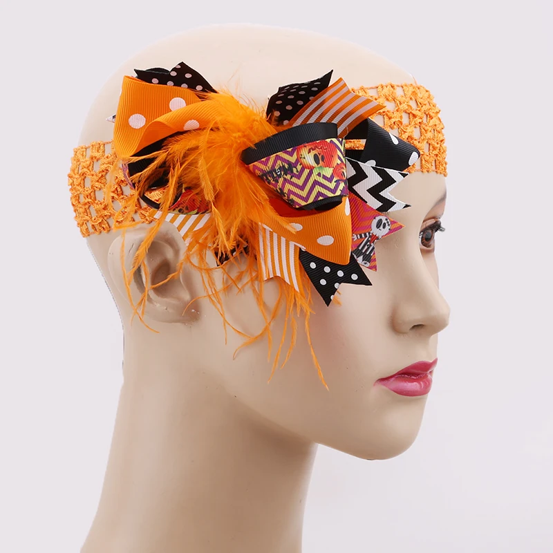 Girls Feathers Bow Hair Bands Headbands Crochet Kids Accessories For Halloween Festival | Детская одежда и обувь
