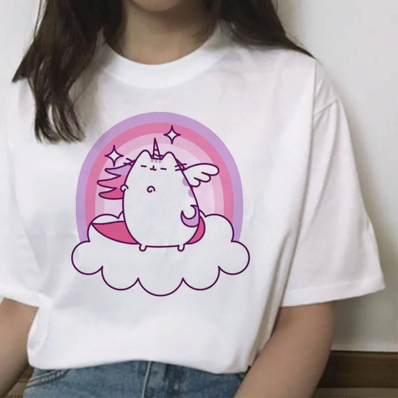 Женская футболка с мультяшным котом harajuku ulzzang каваи Корейская Эстетическая