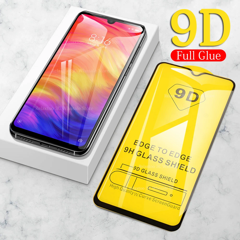 Закаленное стекло 9D с полным наклеиванием Защитное для redmi note 7 Защита экрана xiaomi