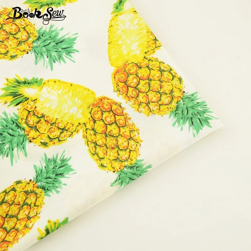 Booksew 100% хлопчатобумажная Поплиновая ткань с изображением ананасов для шитья