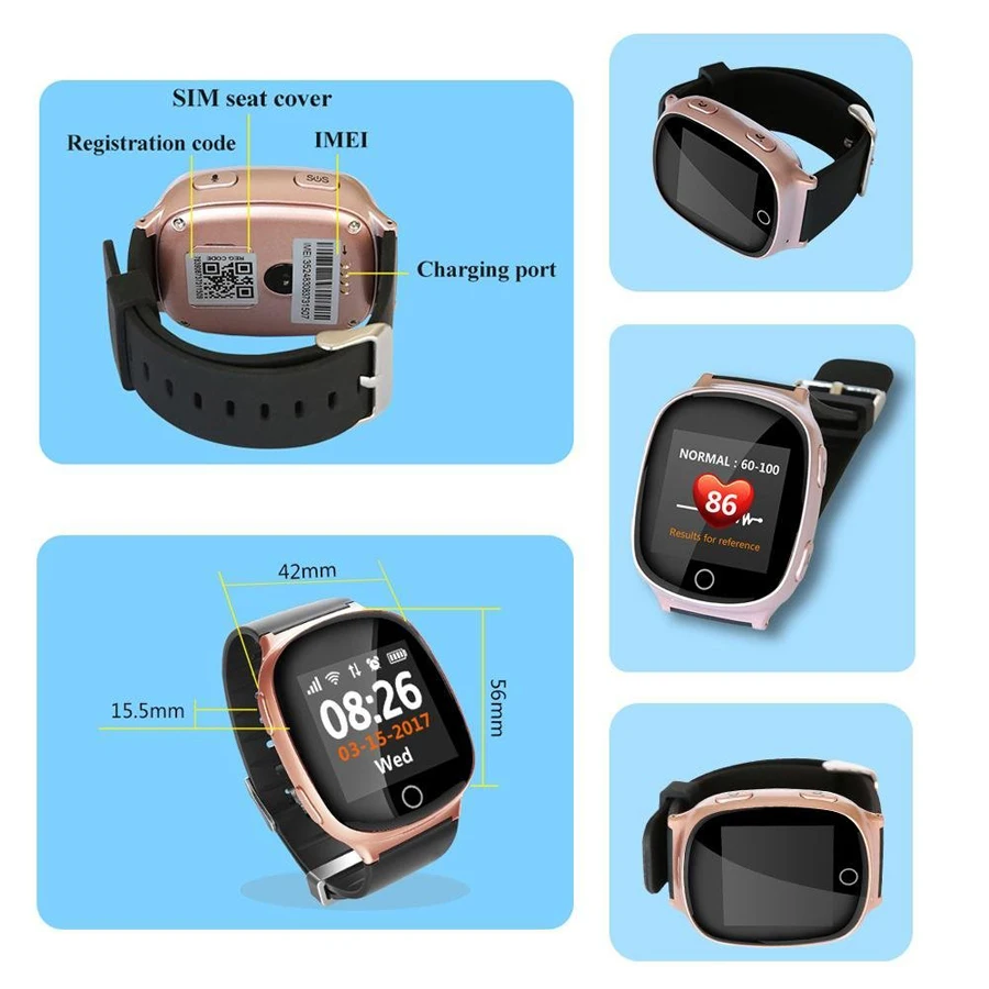 Letine D100 sos часы для пожилых людей умные сотового телефона с слотом sim карты gps