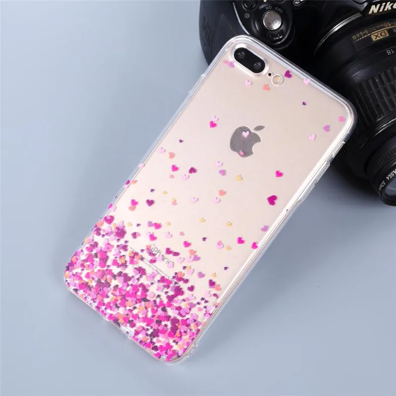 Soft Silicone Phone Case For iphone 5 5s s SE 6 6s 7 8 Plus X XS Max XR Transparent TPU Butterfly Love Hearts Pattern Coque |