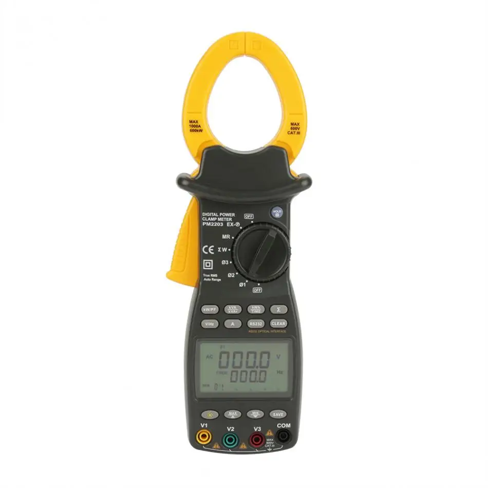 PEAKMETER MS2203 клещи 3-фазный цифровой мультиметр Мощность фактор вольтметр зажим для амперметра метр набор