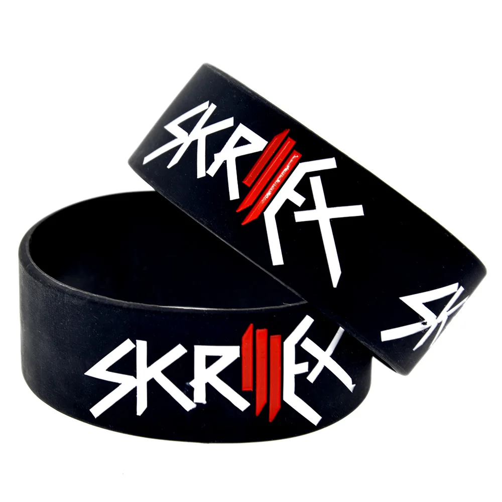1 шт. черный Debossed Skrillex силиконовый Wrsitband для любителей музыки