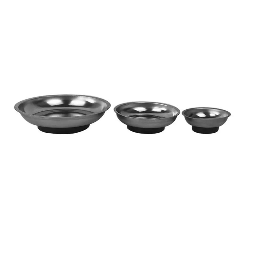 Circle Stainless Steel Magnetic Parts Bowl Tool Tray Nuts Bolts Screws Part Plate Silver | Обустройство дома