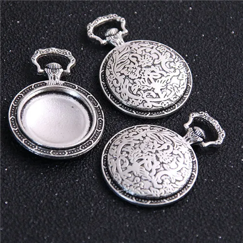 Antique Silver 2 шт 20 мм Внутренний размер 4 цвета Классический стиль кабошон основа Установка Подвески 7C1191 - Цвет: Antique Silver