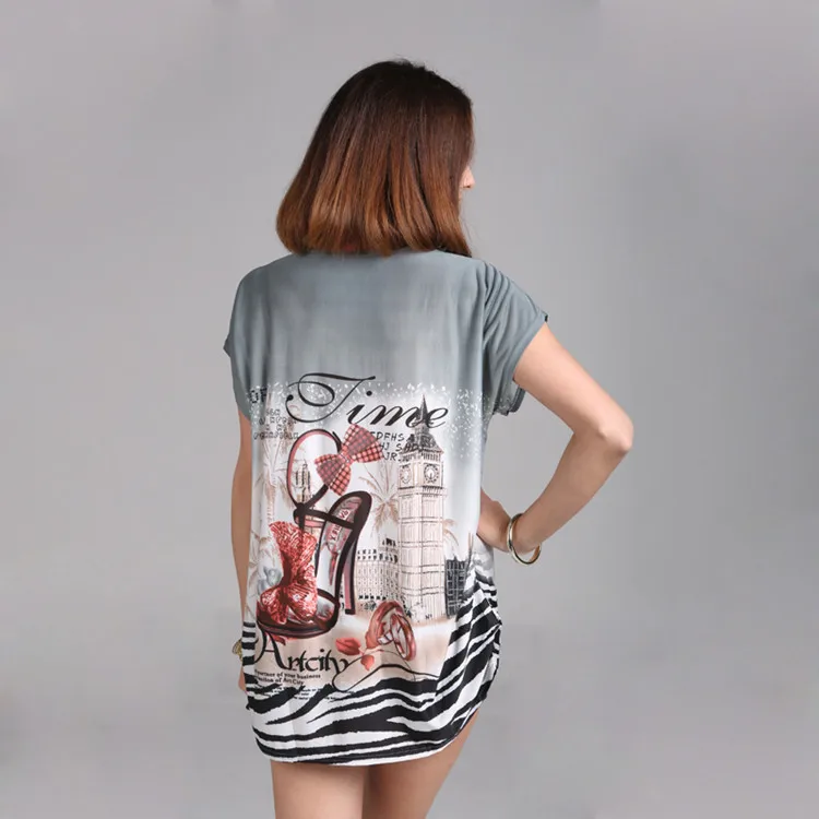 Новинка, летняя футболка, короткий рукав, круглый вырез, принт, длинная, 3XL, 4XL, свободные топы, женская футболка, женская одежда, blusas