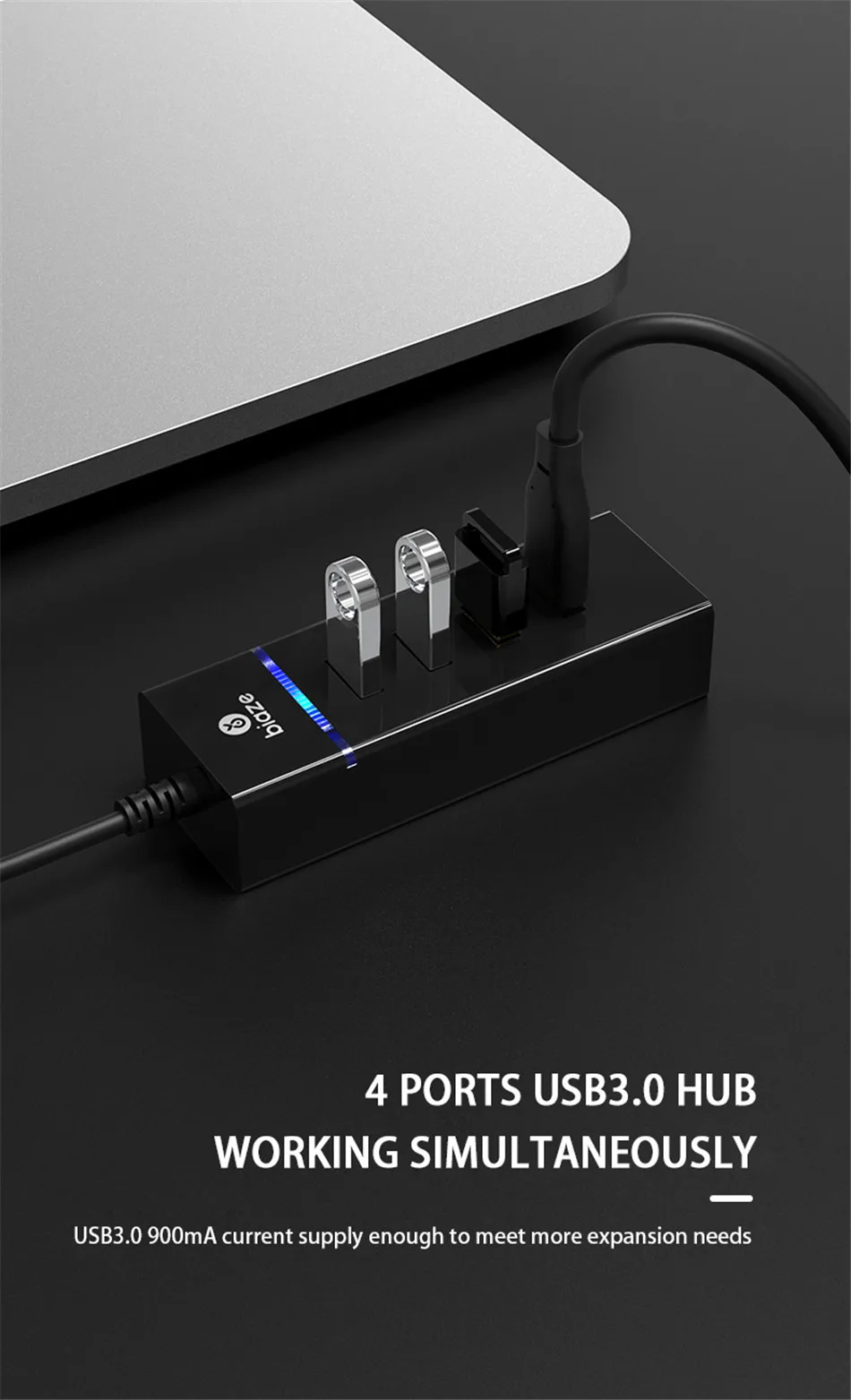 Biaze usb-хаб, мульти USB 3,0, разветвитель, док-станция, 4 порта, несколько usb-портов, расширитель для ноутбука, ПК, компьютера, высокоскоростной концентратор OTG USB 3,0
