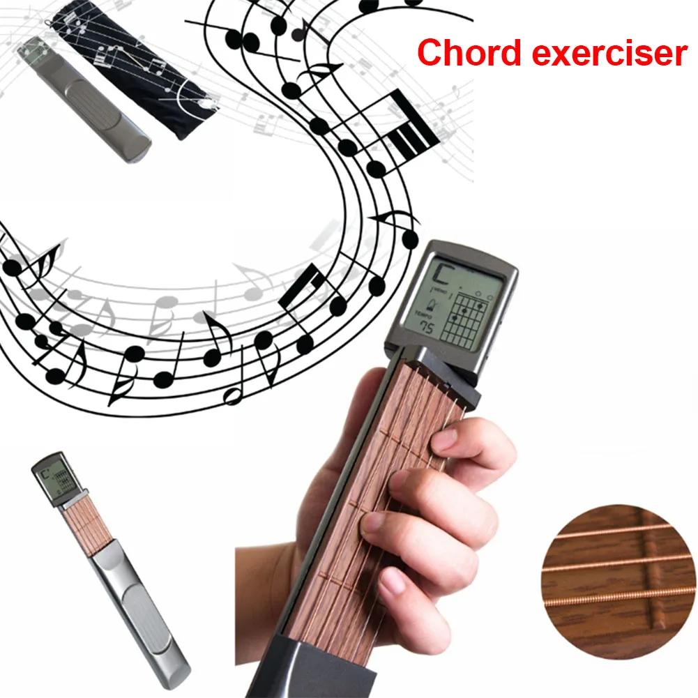 

Digital Handy Guitar Chord Trainer Mini 6 Fret Portable Practice Tool Rotatable Screen for Beginner MC889
