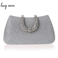 luxy moon women crystal u diamond clasp clutch bags glitter silver evening bags gold clutch party purse woman handbag