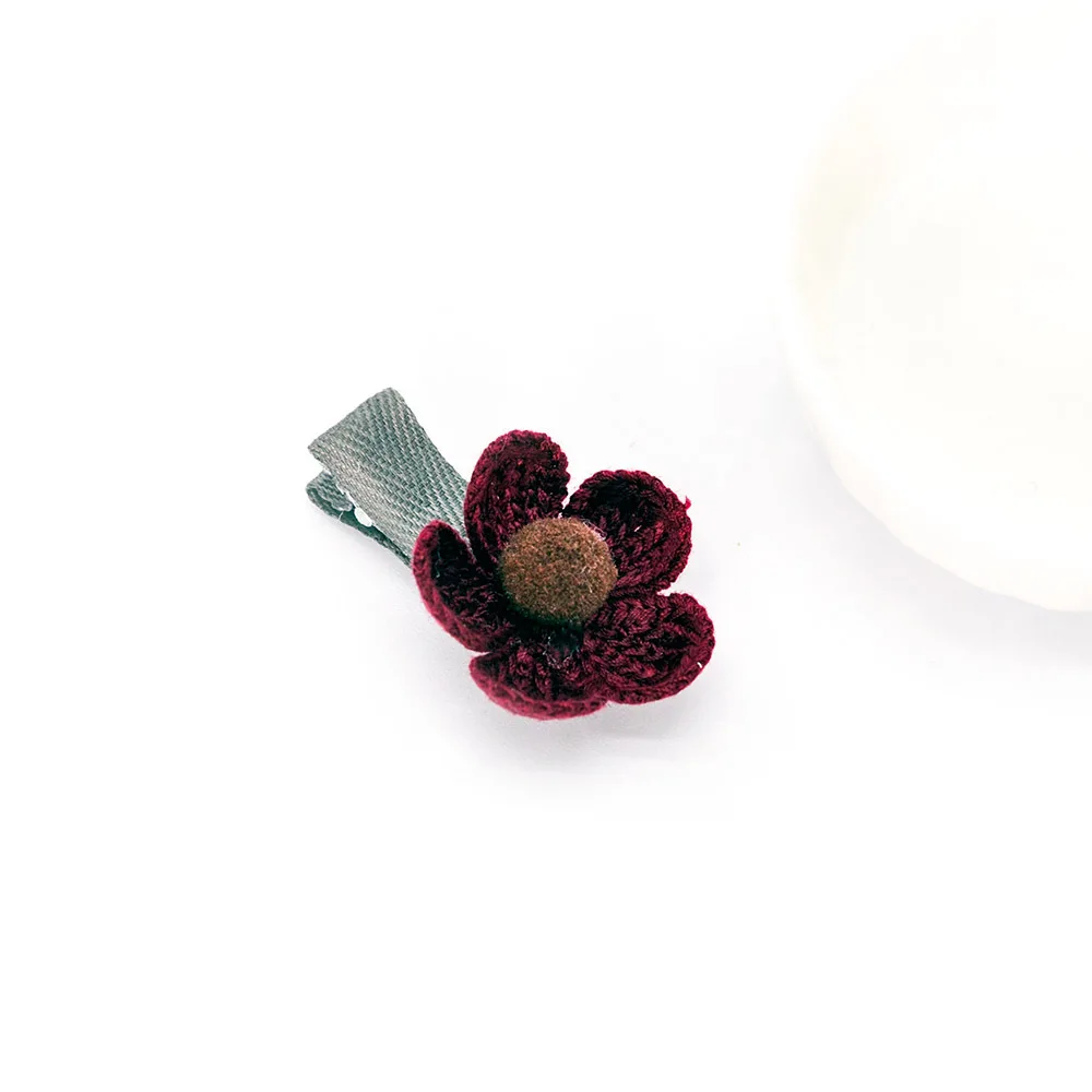 Winered Pin 1 шт., шерсть, вязанные веревки для волос с цветами, эластичные резинки, милые заколки для волос для маленьких девочек, детские заколки для волос, Детские аксессуары для волос, головные уборы - Цвет: Winered Pin