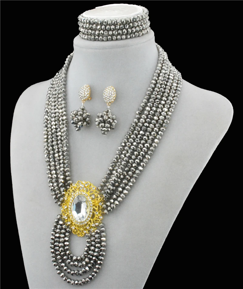 Набор ювелирных изделий из африканских бусин 2016 ожерелье/серьги для женщин на