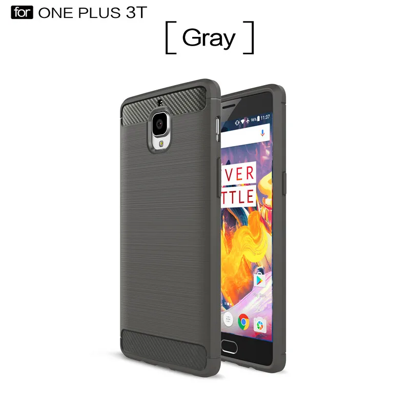 Oneplus 3 One Plus 3 T чехол матовый из углеродного волокна Мягкий Силиконовый ТПУ чехол для телефона для Oneplus 3 One Plus 3 T Oneplus3 - Цвет: Серый