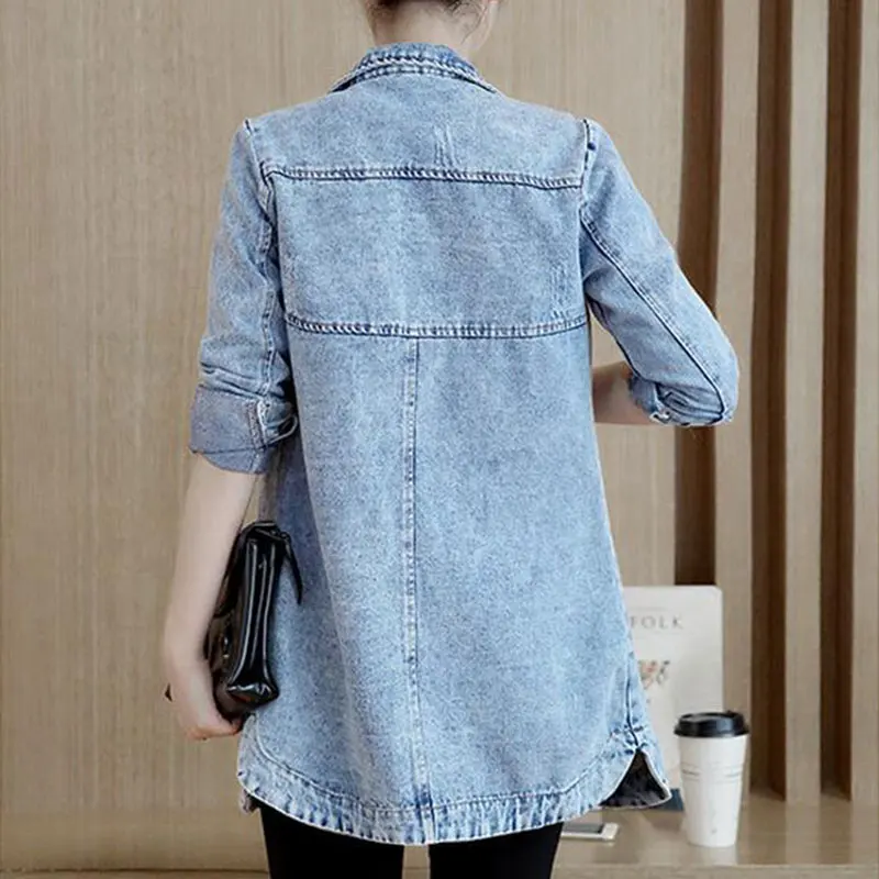 2017 New Arrival Women Spring Autumn Jacket Vintage Denim Jeans Coat Slim Single-breasted Casual Female Overcoat A1075 | Женская одежда