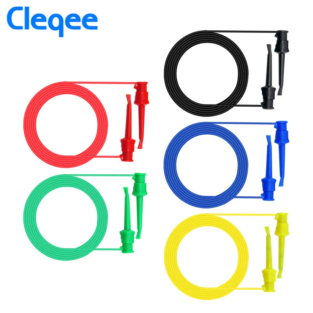 Cleqee P1520 5 шт. Многофункциональный мультиметр зонд комплект Электрический тест ing Dual SMD IC Тест Крюк свинцовый силиконовый кабель 50 см 5 цветов