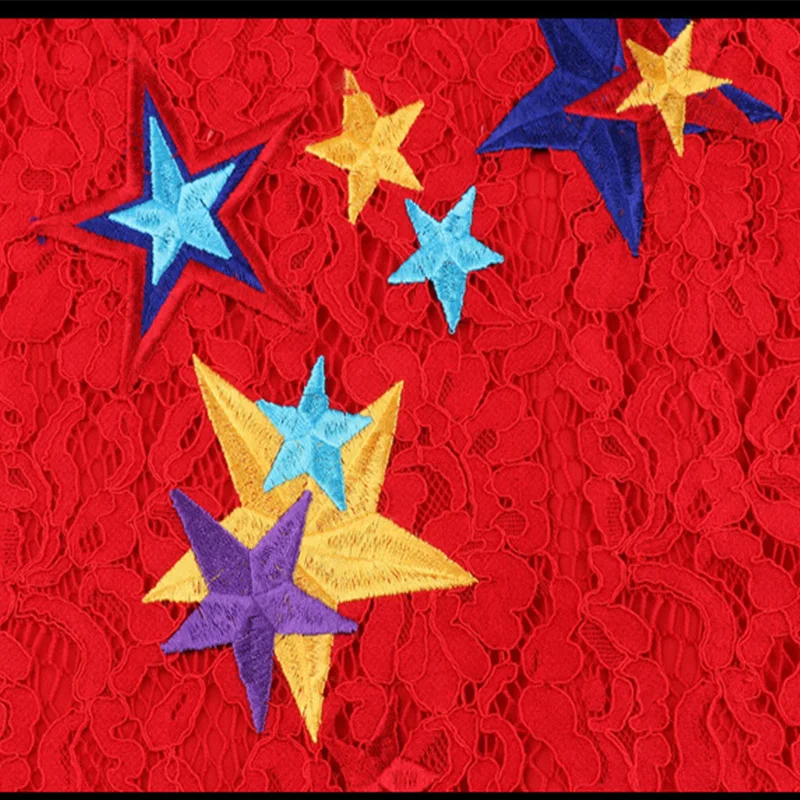 2017 г. Новейшая Весенняя Для женщин Кружево платье звезды Вышивка выдалбливают