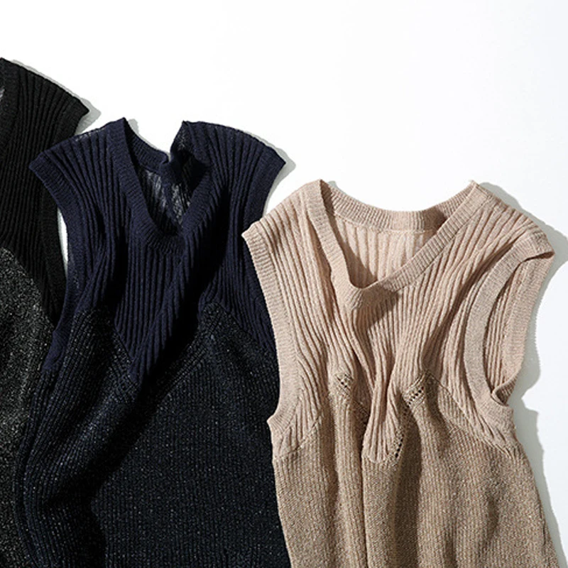 GOPLUS модные трикотажные топы с серебряной нитью женские майки хлопковые без