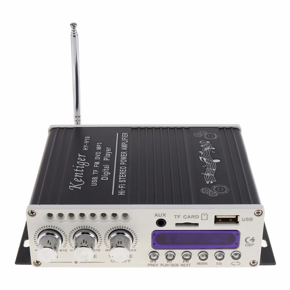 Kentiger HY-V10 20 Вт x 2 2CH Hi-Fi Bluetooth автомобильный аудио усилитель мощности fm-радио плеер Поддержка SD/USB/DVD/MP3 вход