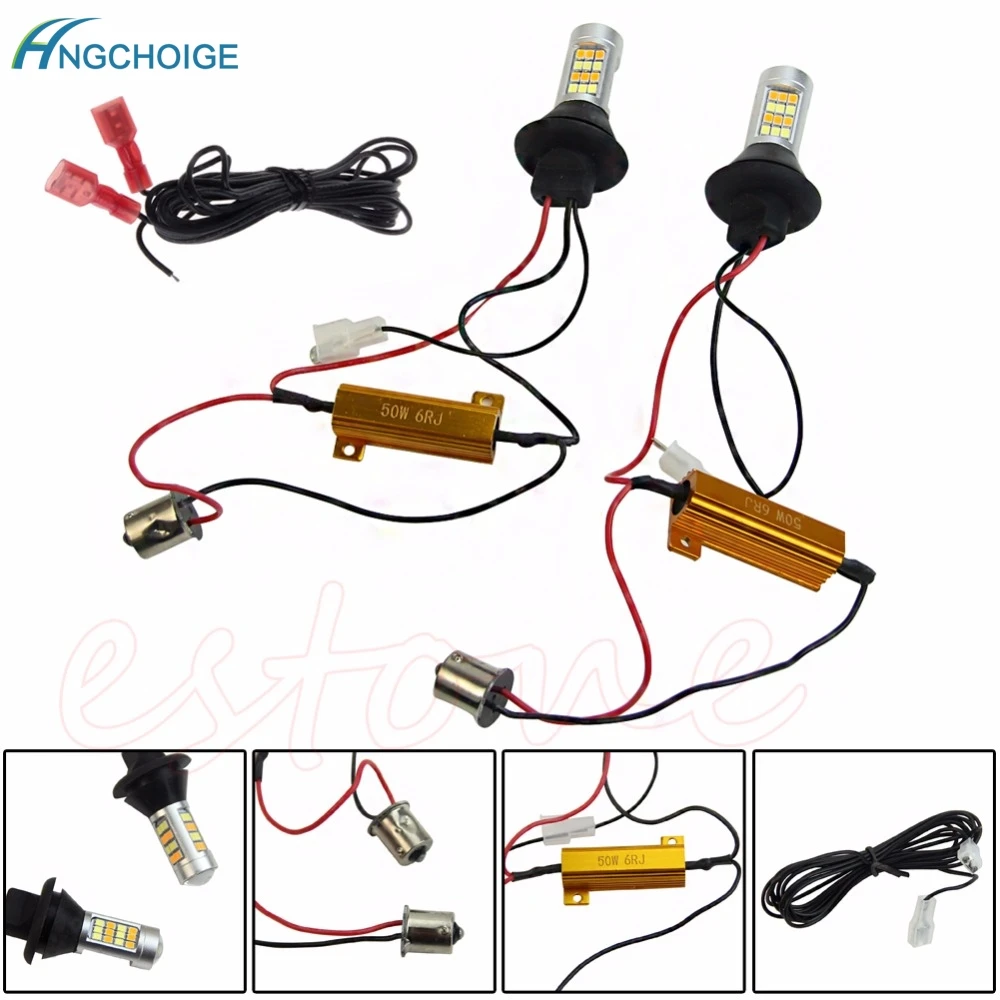 

Hot 2x 42-LED BAU15S 2835 SMD 50W Dual-Color Switchback DRL Turn Signal Light Kit APR20