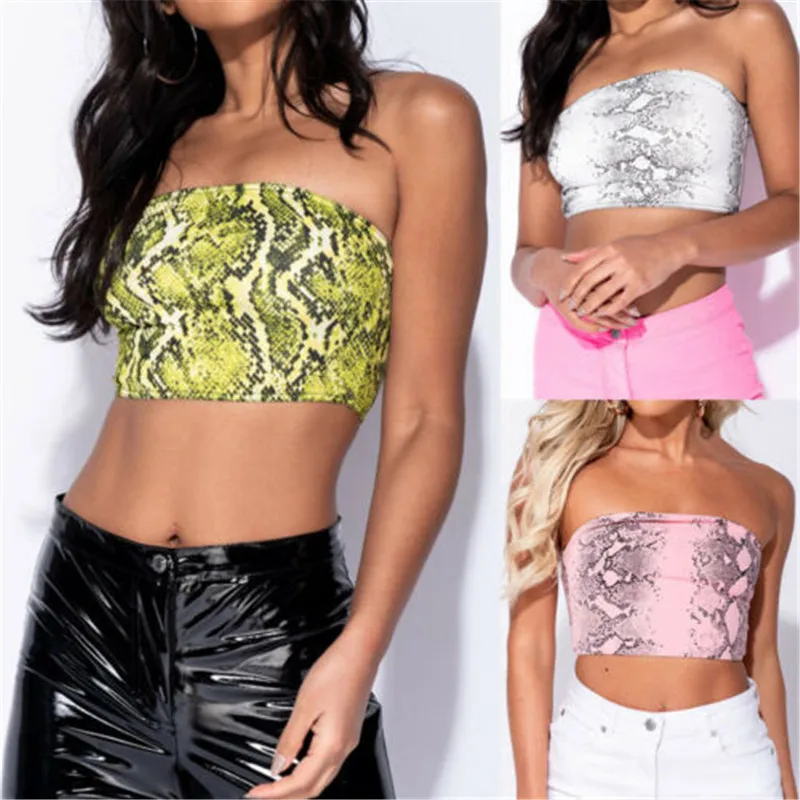 Женский укороченный Топ без бретелек топ бандо из эластичного материала со