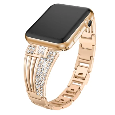 Розовое золото Для Apple Watch, ремешок из сплава для женщин, зубчатый бриллиант, для Apple, умные часы серии 4, 3, 2, 1, для I Watch, полосы 38, 40 мм, 42 мм, 44 мм - Цвет: Розовое золото