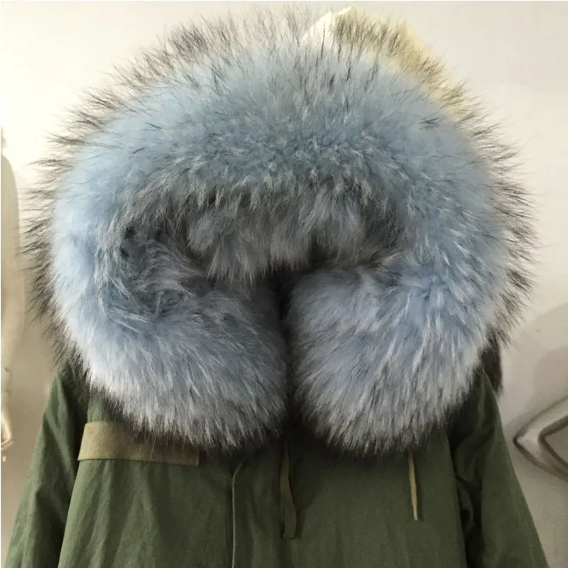Winter Army Green Coat Light Blue real fox High quality warm thick fur lining Male parka | Мужская одежда