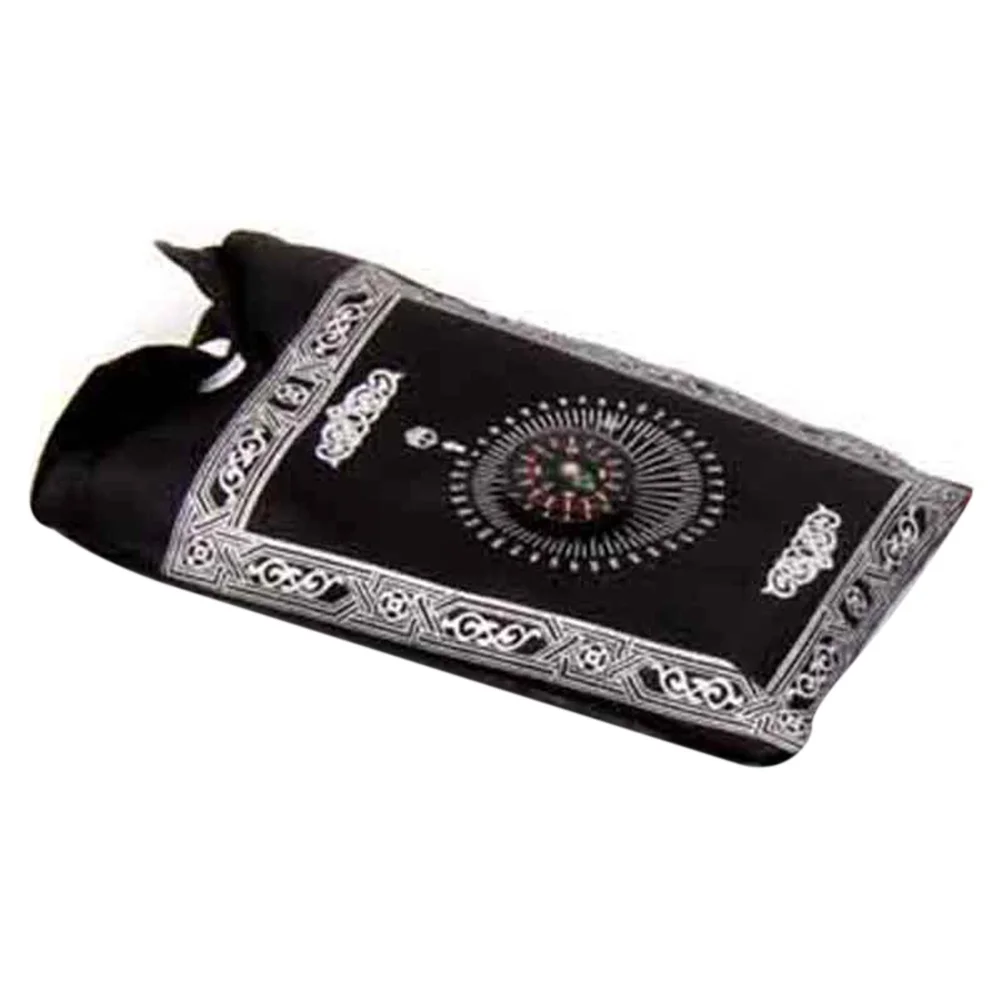 black 4 цвета 100*60 см Карманный молитвенный коврик портативный путешествия мусульманский молитвенный коврик удобный складной молитвенный коврик водостойкий с компасом - Цвет: black