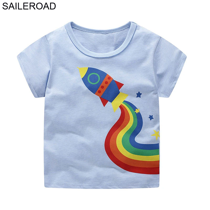SAILEROAD 3 шт. Rocket Pattern Мальчики Футболки для детской Одежды Животных Печати Дети Топы Майки Футболки Дети Динозавров Футболки