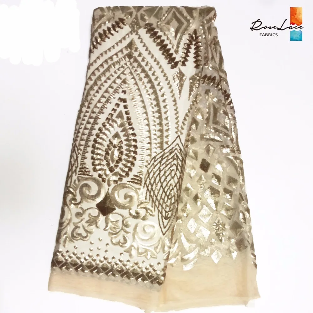 Африканская белая сетчатая кружевная ткань с блестками 2019 стиль Нигерия блестки