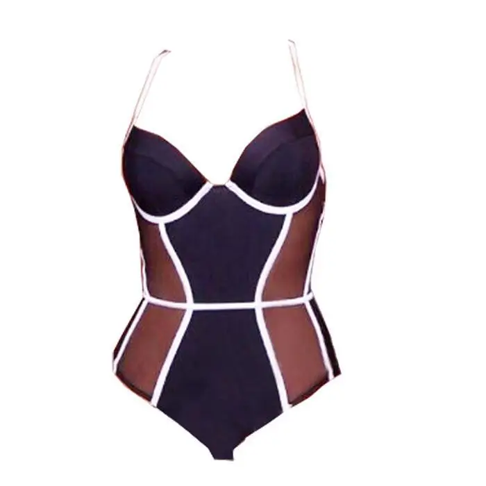 Женский Повседневный купальник с бретельками в полоску цельный летний обычная