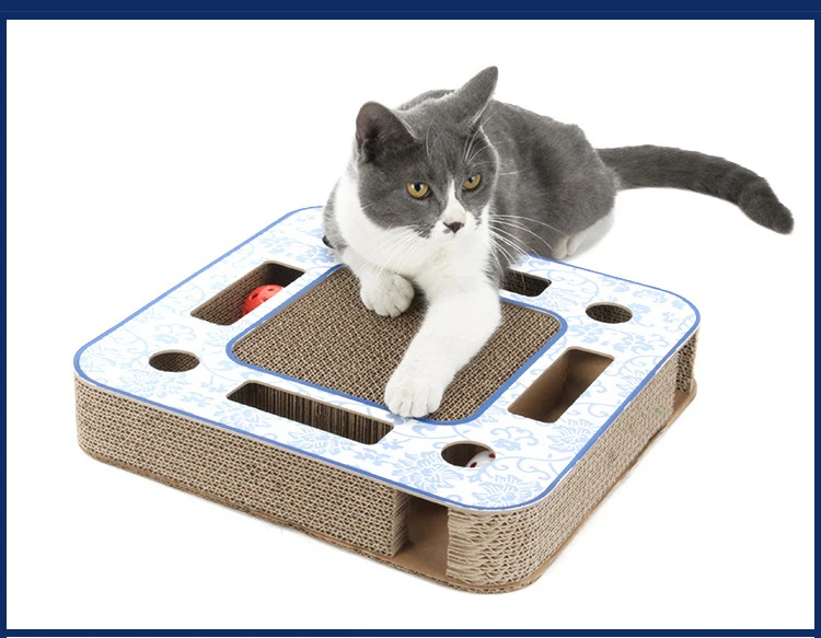Smartpet гофрированный бумажный кошачий скребок с шариком квадратный игровой трек для домашних животных игрушка-головоломка для кошек Когтеточка доска коврик скребок