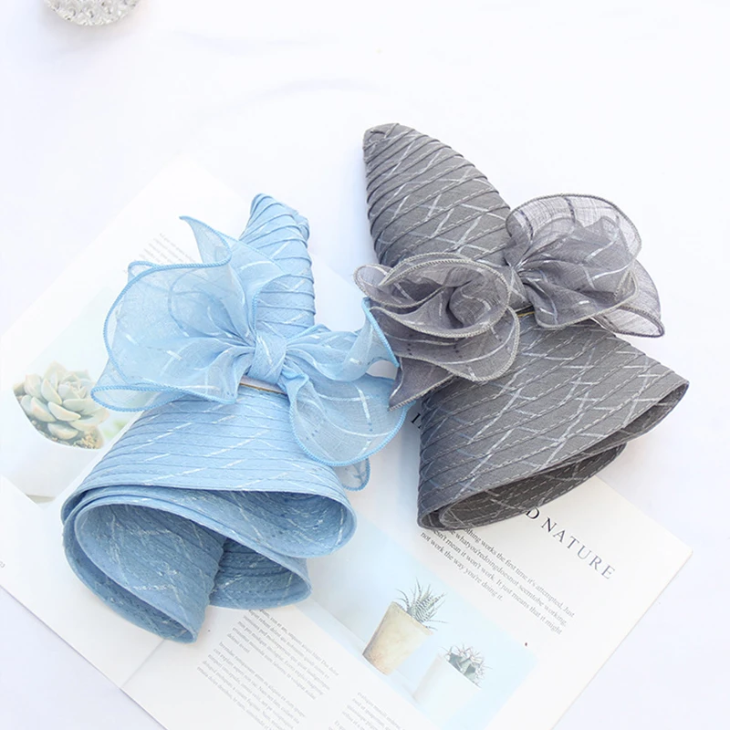 

new arrival Sun protection sunscreen beach hat high quality comfortable temperament solid breathable cute bow elegant summer hat