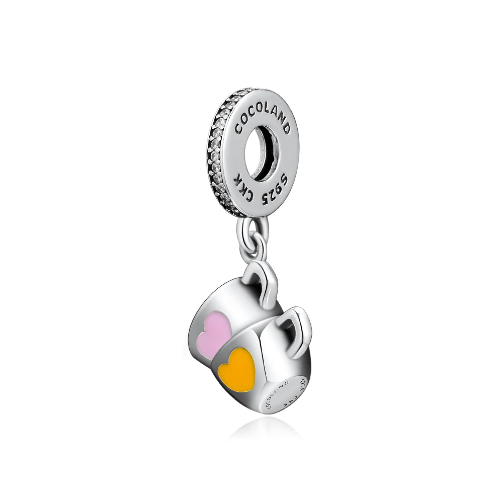 Fits for Pandora Bracelets Sweet Tea Cup Dangle Charms 100% 925 Sterling Silver Jewelry Beads with Clear CZ Free Shipping | Украшения и