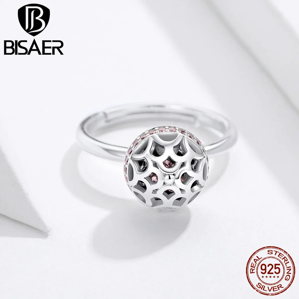 BISAER, 925 пробы, серебряная Подарочная коробка, кольца на палец, скрытая любовь для женщин,, лучшие подарки, ювелирные аксессуары GXR530