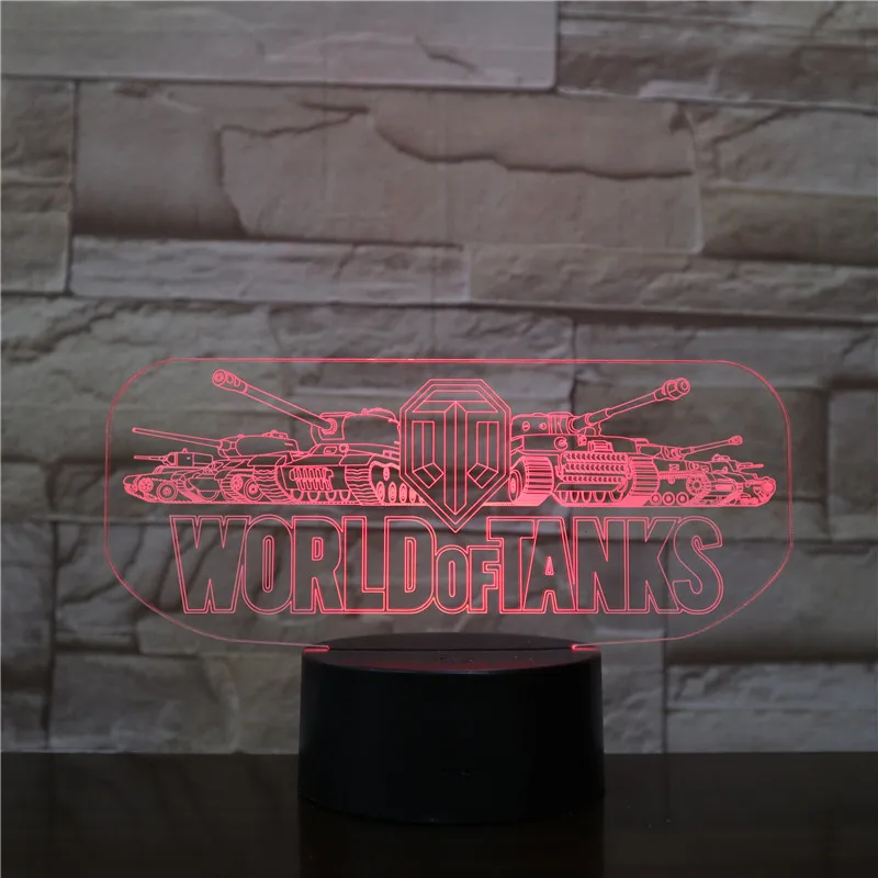 World Tank Car 3D ночник Иллюзия мультфильм 3d лампа светодиодный 7 цветов Изменение USB настольная лампа с сенсорным управлением для детей день рождения Рождественский подарок