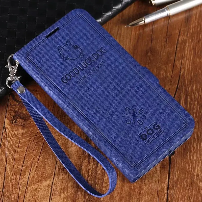 Blue Lucky Dog Для Meizu Note9 Note8 Магнитный винтажный флип-кошелек с подставкой кожаный чехол Meizu X8 чехол с узором Мягкий силиконовый чехол с ремешком для телефона - Цвет: Blue Lucky Dog