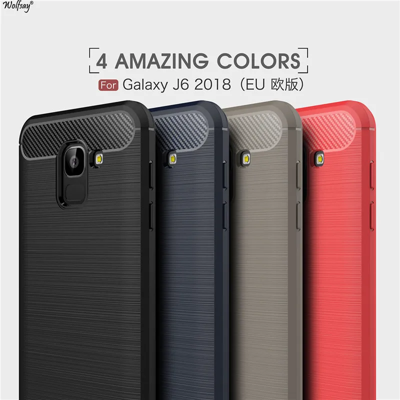 Wolfsay противоударный чехол для Samsung Galaxy J6 2018 мягкий TPU матовый J600G EU деловые чехлы