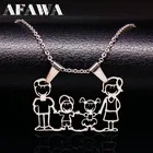 Ожерелье из нержавеющей стали, ожерелье для мамы и семьи серебряного цвета, кулон для мальчиков и девочек, ювелирное изделие, подарок на Рождество для женщин, N333S01