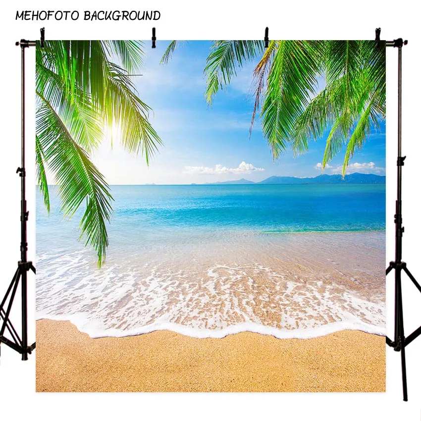 Summer Sea Beach Party Palm Tree Scenic Portrait Photography Backgrounds wedding Custom Backdrops For Photo Studio | Электроника