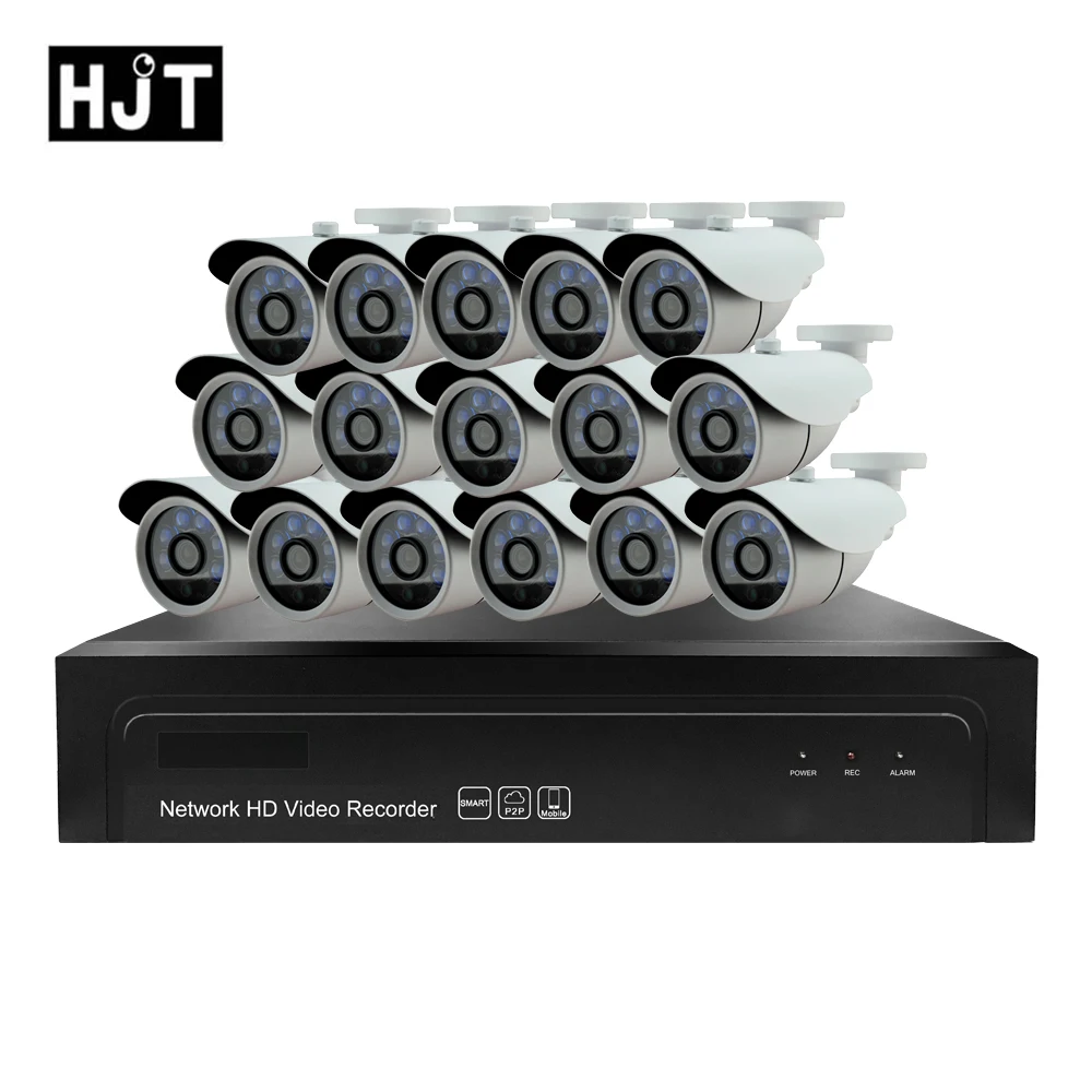 HJT H.264/H.265 16CH 48В POE 1080P 2.0MP IP камера NVR P2P CCTV 6IR ночного видения Водонепроницаемая Onvif 2