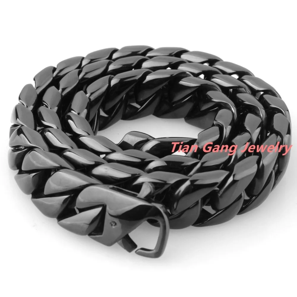 

7"-40" 15mm Hot Heavy 316L Stainless Steel Silver Color Gold Black Color Curb Cuban Chain Men's Womens Necklace Or Bracelet