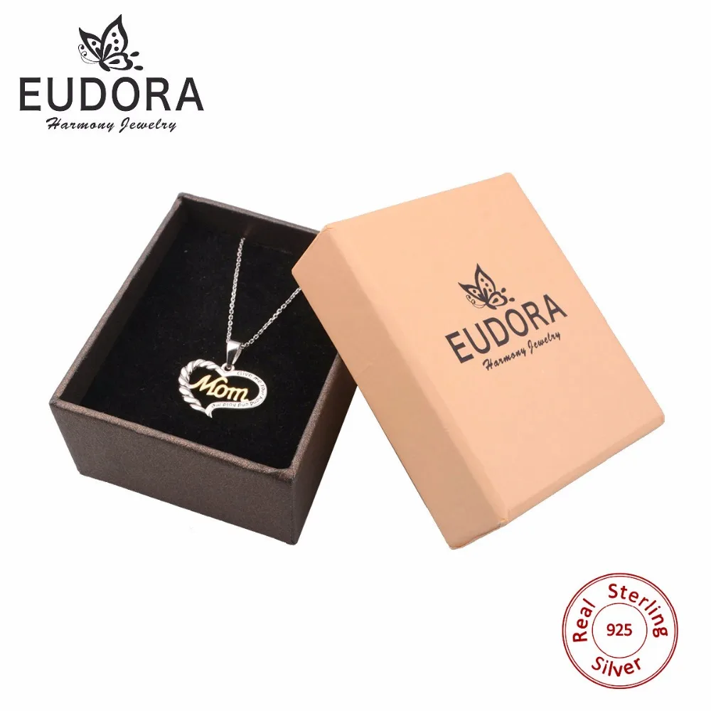 

Unique Design 100% Real 925 Sterling Silver Heart Gold Mom Pendant Necklaces For Women Fine Jewelry Best Gift for Mother's day