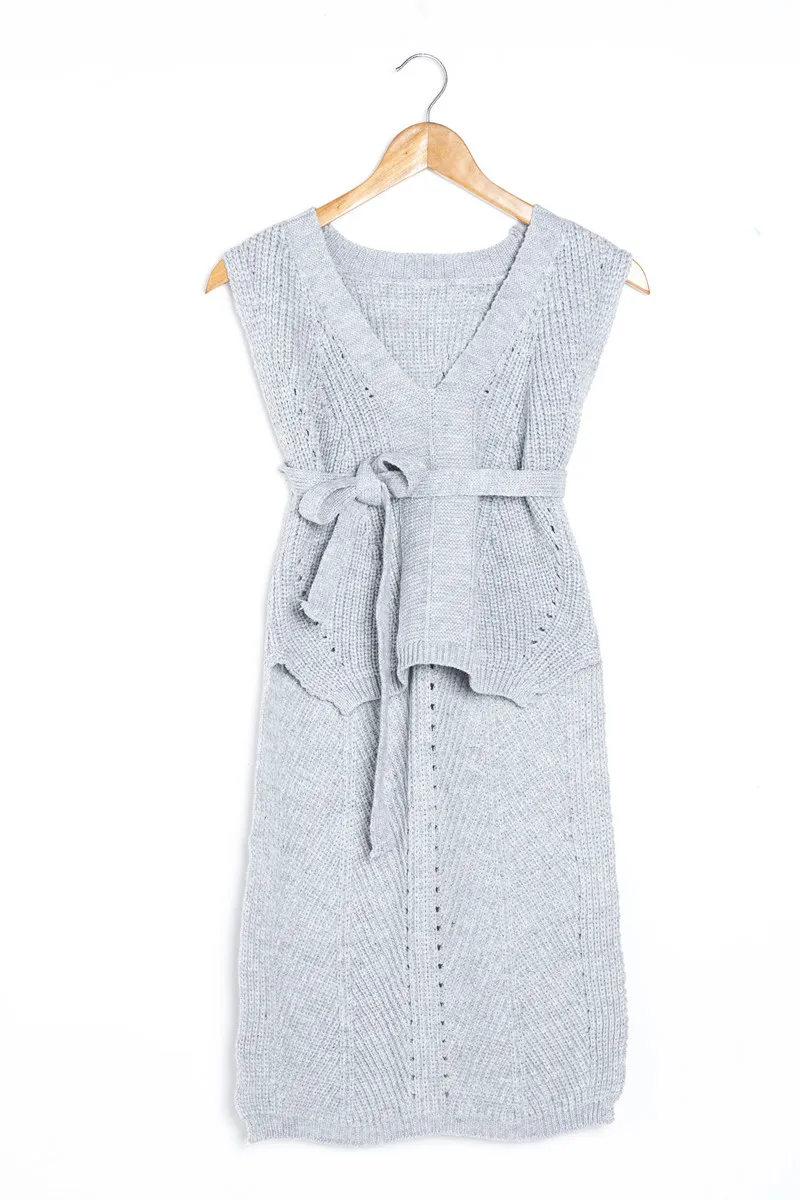 2018 Cuteelk женские V-Neck Lace-Up пуловеры жилет трикотаж Осень Одежда для весны осени зимы