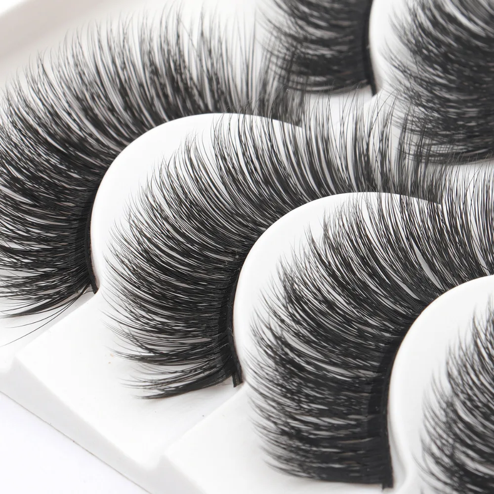 2018 NEW 5 pairs 100% Real Mink Eyelashes 3D Natural False 3d Lashes Soft Eyelash Extension Makeup Kit Cilios | Красота и здоровье