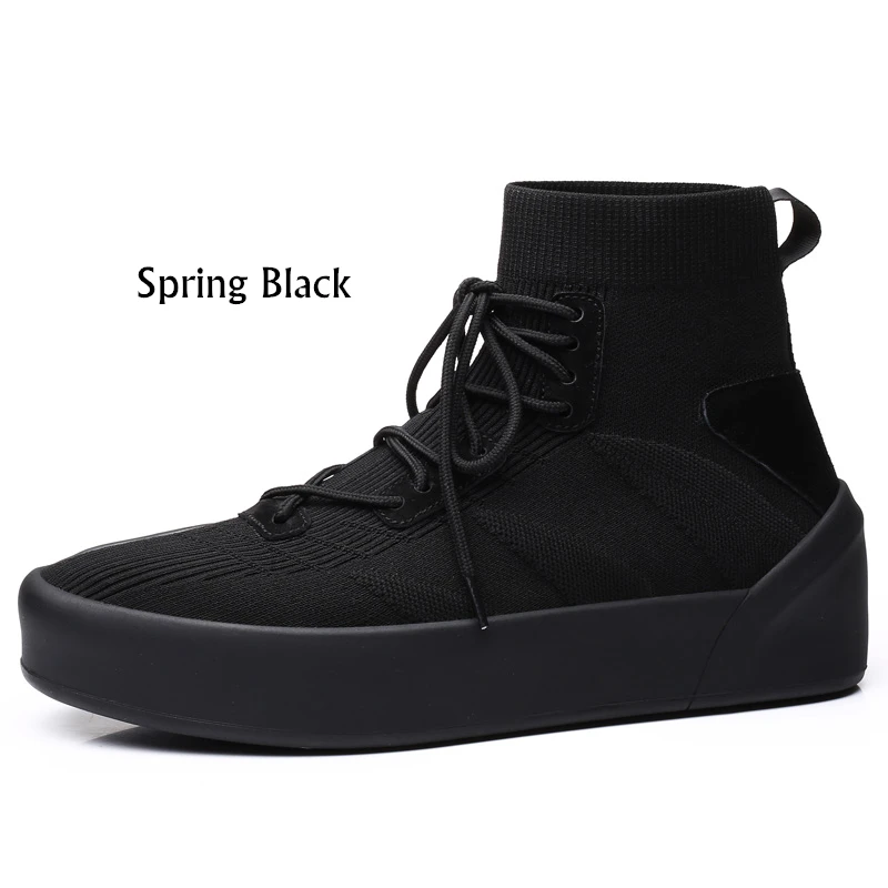 Spring Black Misalwa/мужские носки, 38-45, высокие, повседневные, тянущиеся, мужские, вулканизированные, зимние, весенние, на шнуровке, кроссовки на плоской подошве/2,5 см, увеличивающие рост - Цвет: Spring Black