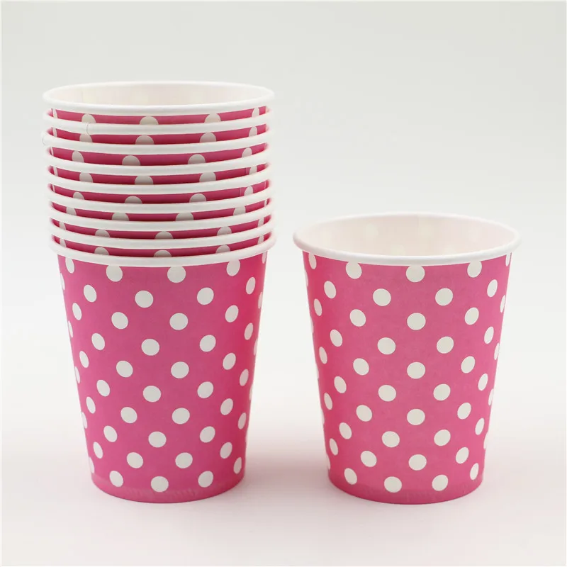 10pcs \ серия розовый горошек Baby Shower украшения Бумага GlassKids выступает с днем День