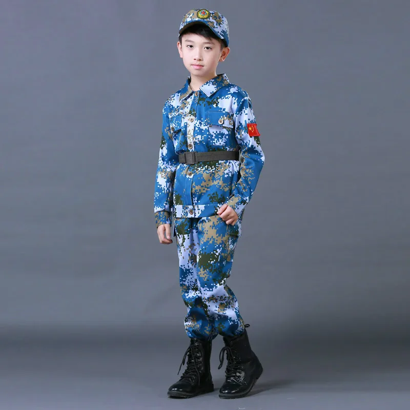 long sleeve uniform Детская одежда в армейском стиле; военная форма для подростков; камуфляжная форма; детская военная форма для малышей; Карнавальный костюм для девочек; 90 - Цвет: long sleeve uniform