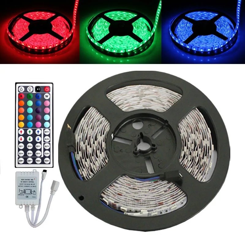 5050 60 светодиодный 12v 5M нет Водонепроницаемый RGB полосы светильник A + 44 клавишный
