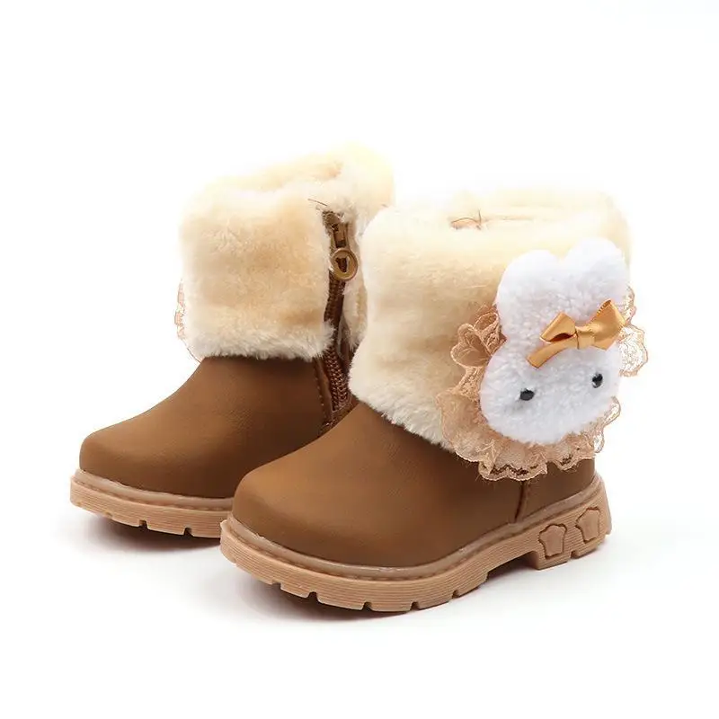 JABASIC ботинки для девочек Теплые зимние малышей Botas Mujer 2018 зима теплый плюш с бантом