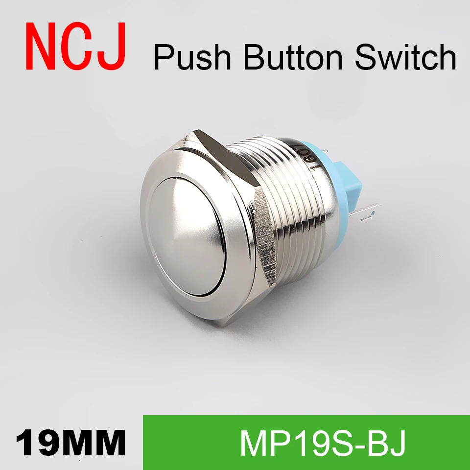 Металлический кнопочный переключатель NCJ 19 мм IP67 самосброс мгновенный сброс 5 А |